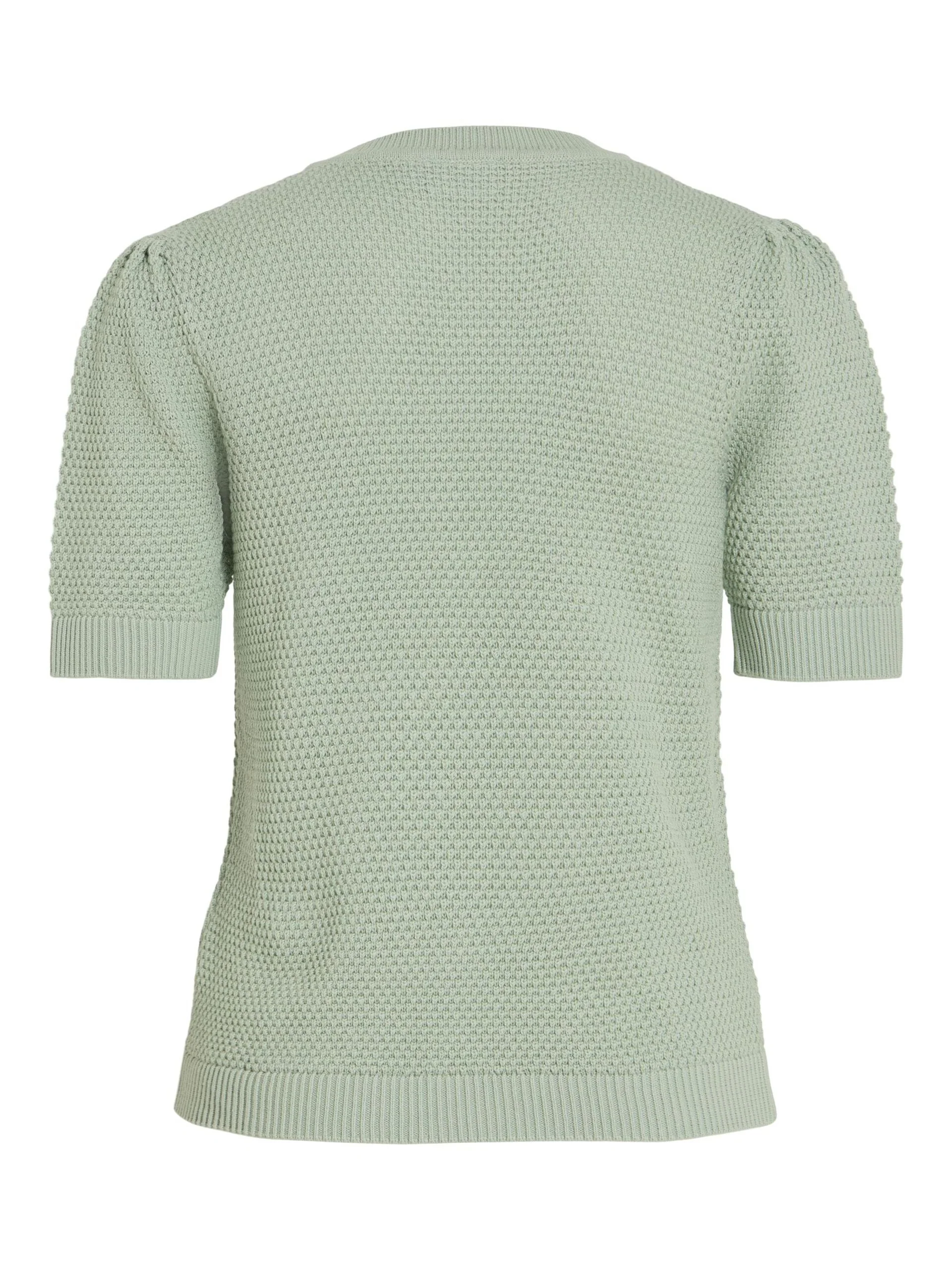 Vila naisten neulepusero, VIDALO O-NECK S/S KNIT TOP Vaaleanvihreä - Image 4