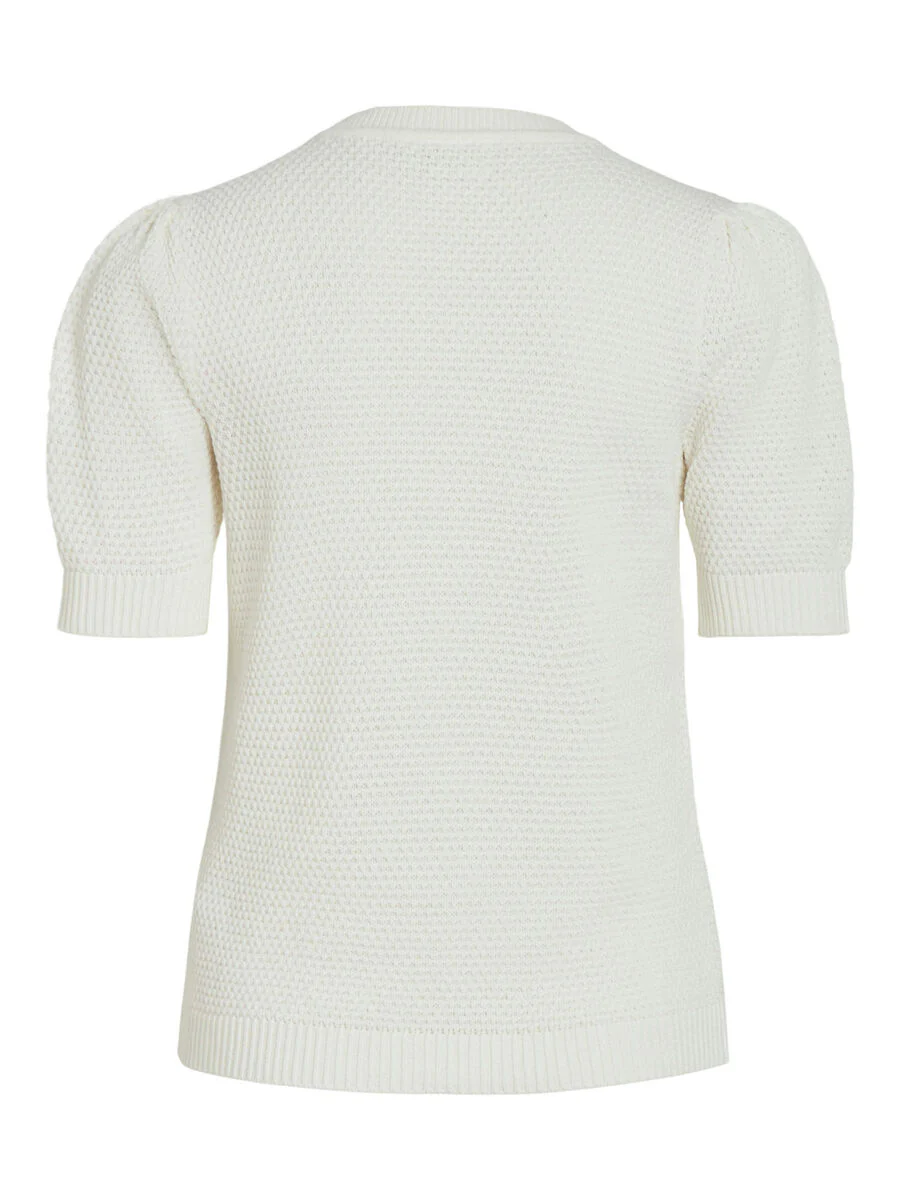 Vila naisten neulepusero, VIDALO O-NECK S/S KNIT TOP Valkoinen - Image 4