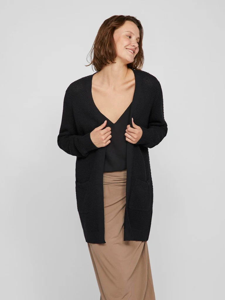 Vila naisten neuletakki VIDALO L/S KNIT CARDIGAN, Black