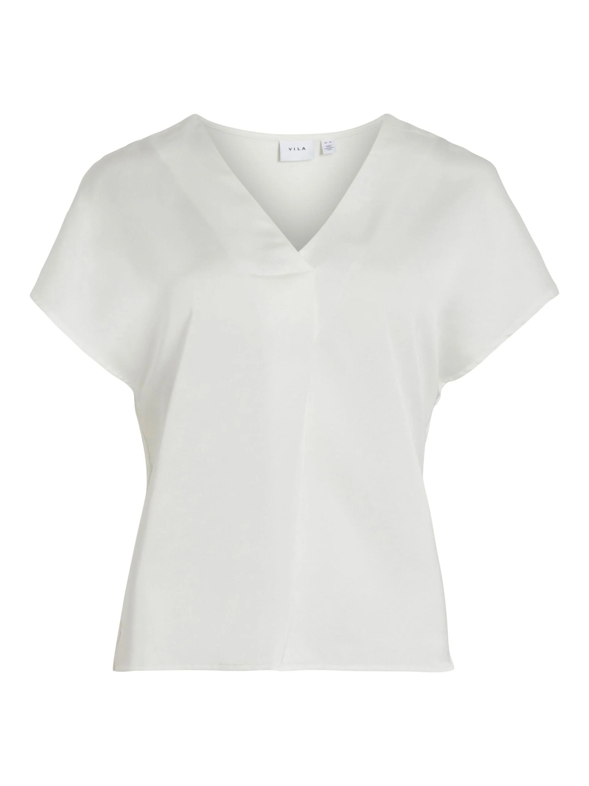 Vila naisten satiinitoppi, VIELLETTE V-NECK S/S SATIN TOP Valkoinen - Image 3