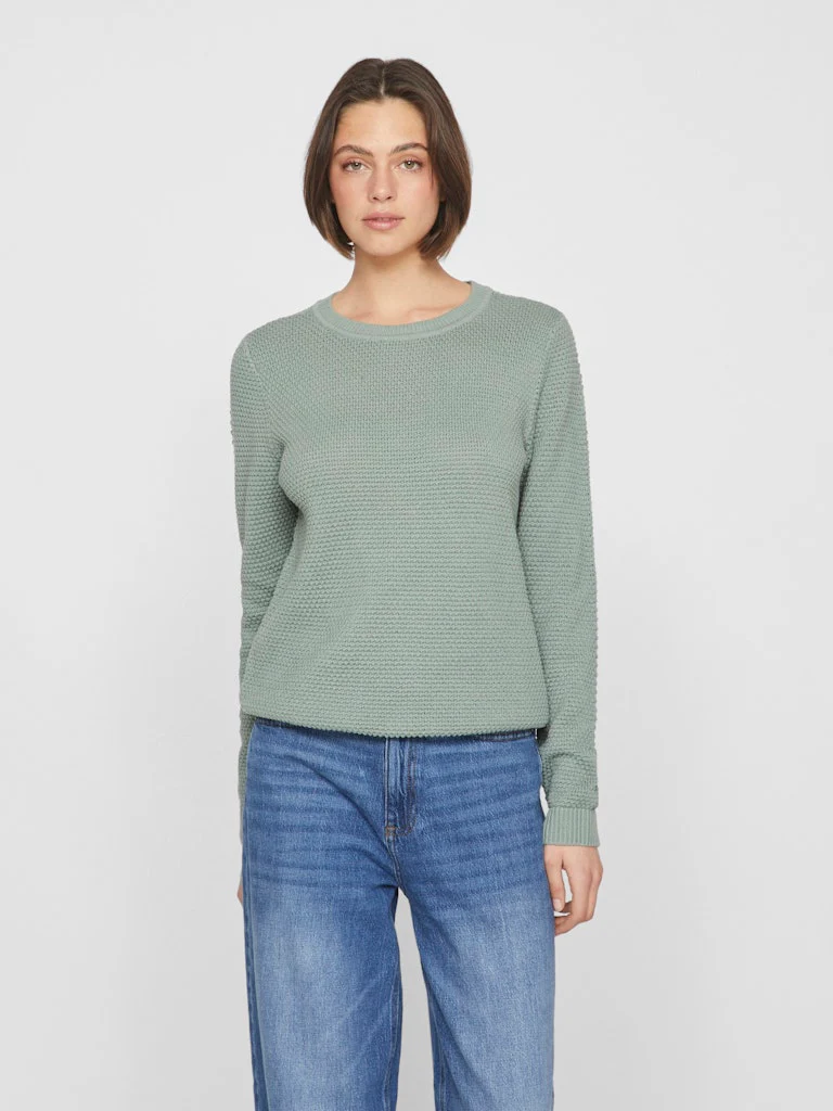 Vila neule, VIDALO O-NECK L/S KNIT TOP Chinois Green