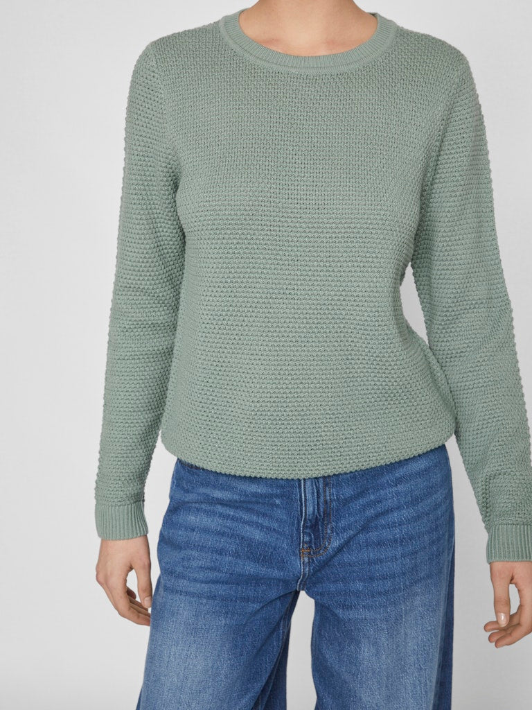 Vila neule, VIDALO O-NECK L/S KNIT TOP Chinois Green - Image 4