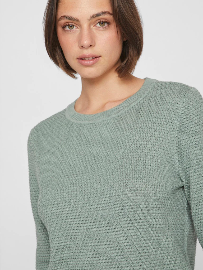 Vila neule, VIDALO O-NECK L/S KNIT TOP Chinois Green - Image 5