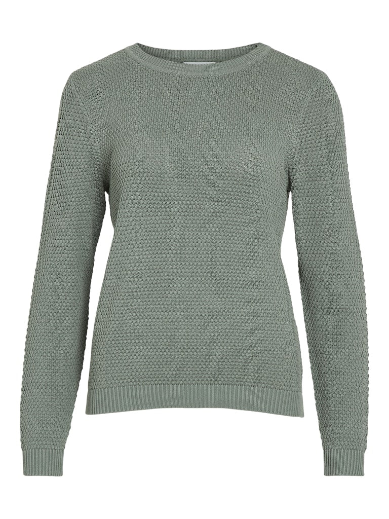 Vila neule, VIDALO O-NECK L/S KNIT TOP Chinois Green - Image 6
