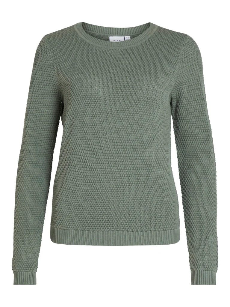 Vila neule, VIDALO O-NECK L/S KNIT TOP Laurel Wreath - Image 3