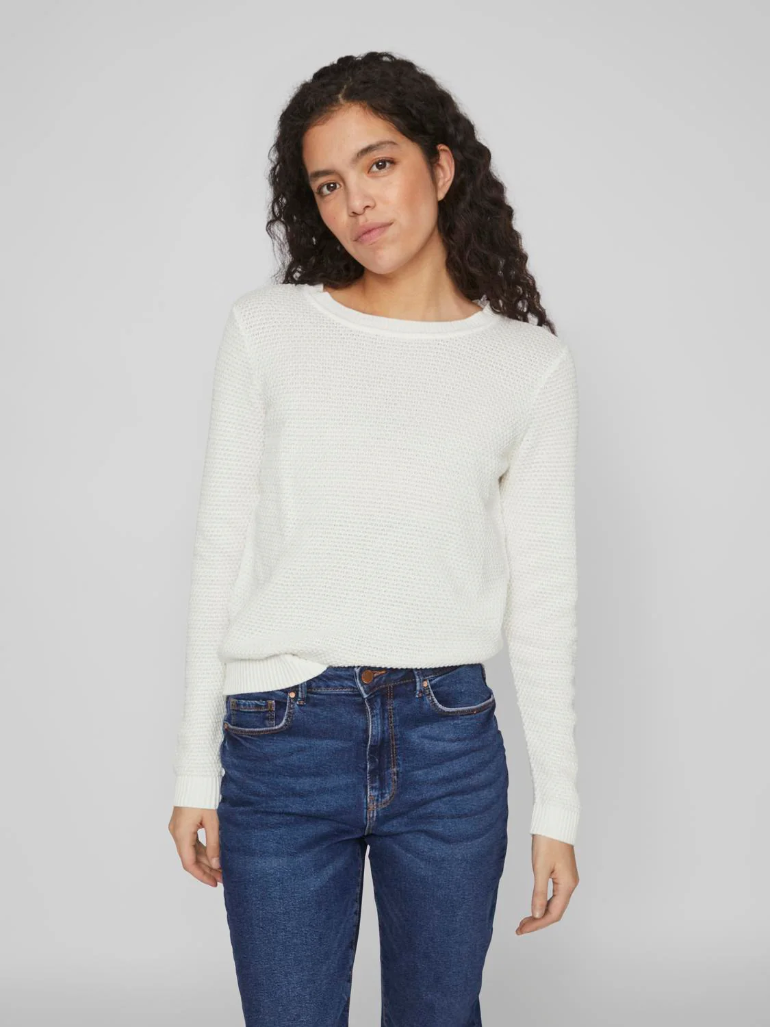 Vila neule, VIDALO O-NECK L/S KNIT TOP Luonnonvalkoinen