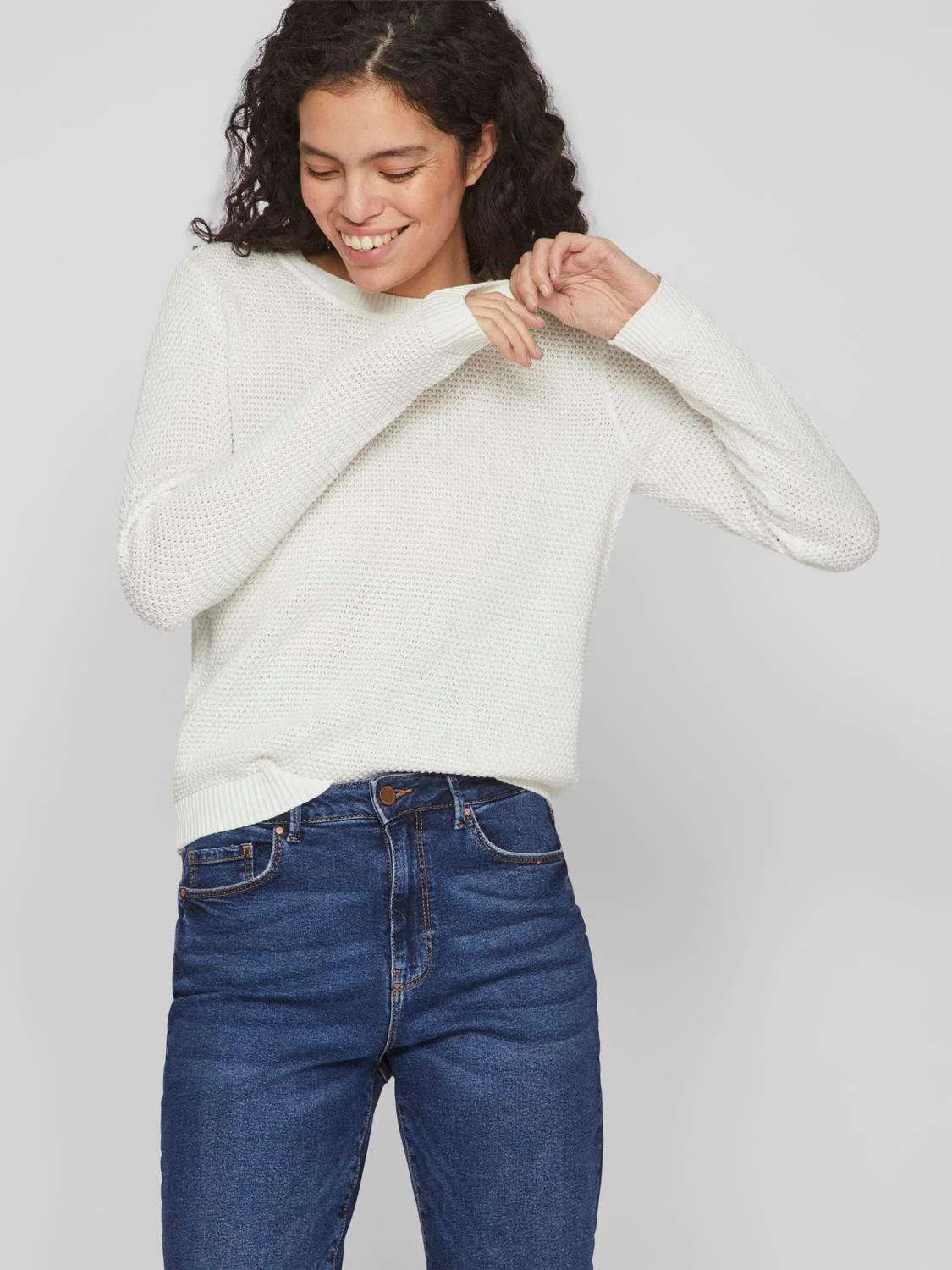 Vila neule, VIDALO O-NECK L/S KNIT TOP Luonnonvalkoinen - Image 4