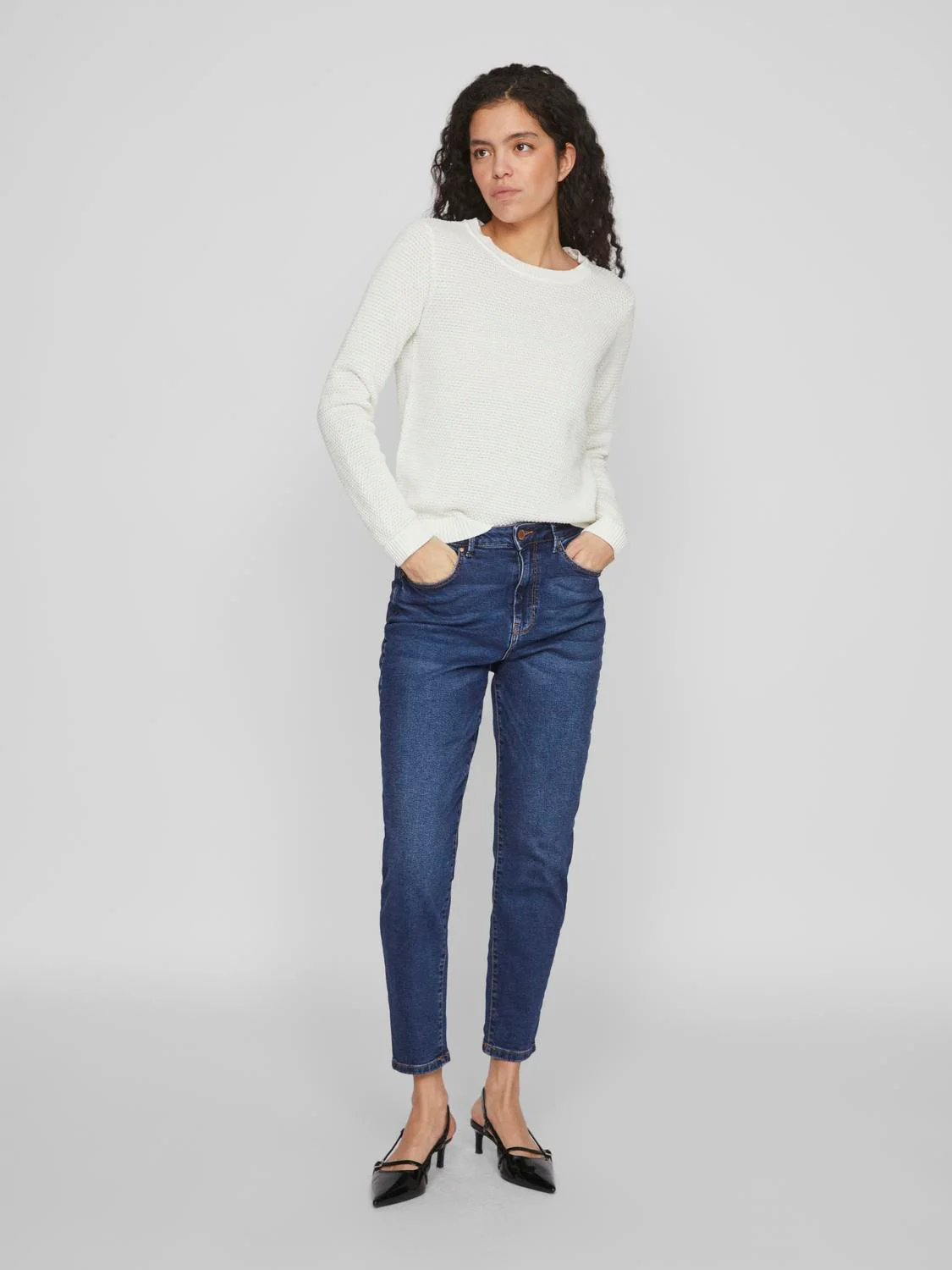 Vila neule, VIDALO O-NECK L/S KNIT TOP Luonnonvalkoinen - Image 5