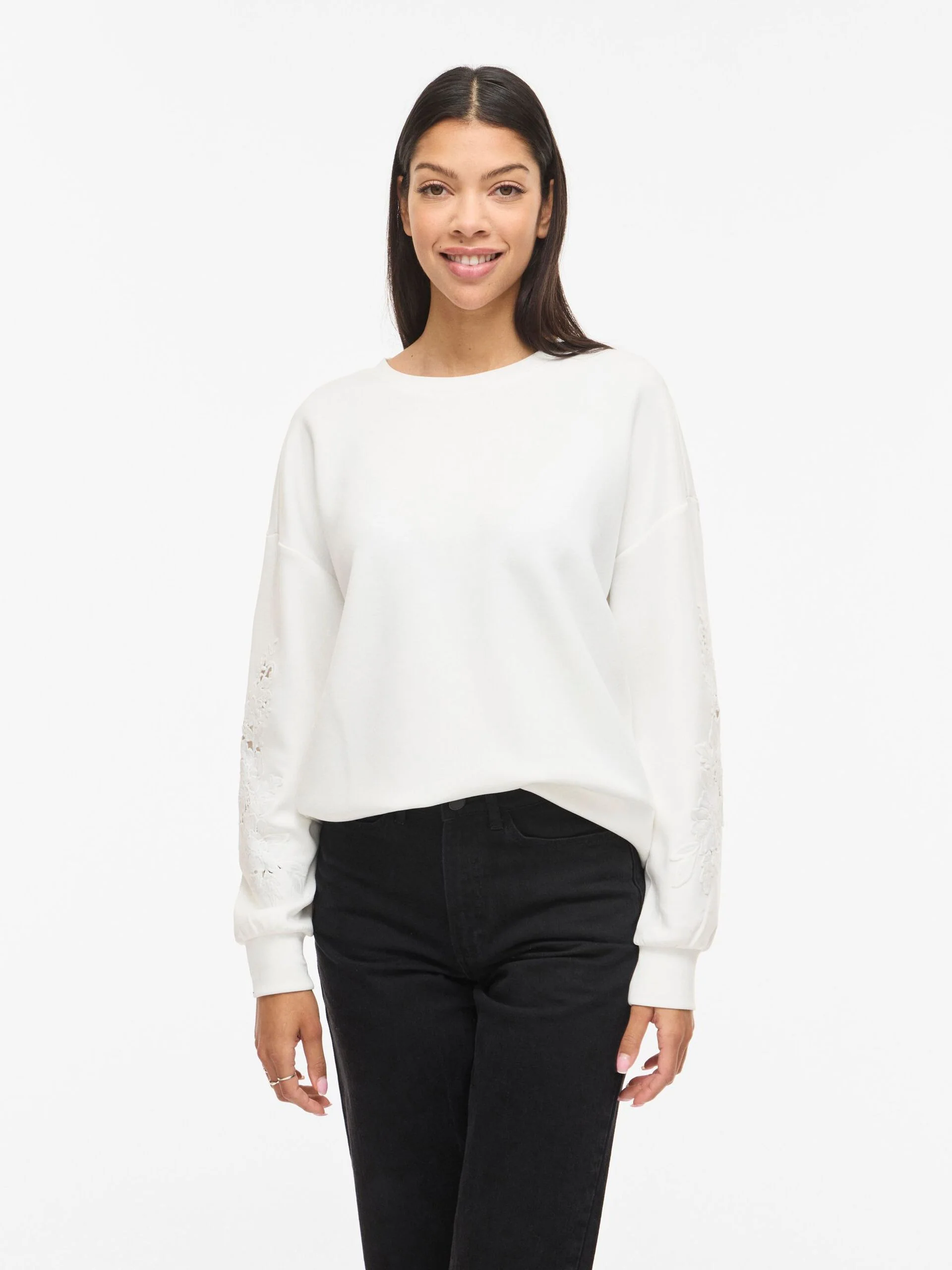 Vila naisten collegepaita VISIFFI O-Neck, Cloud Dancer