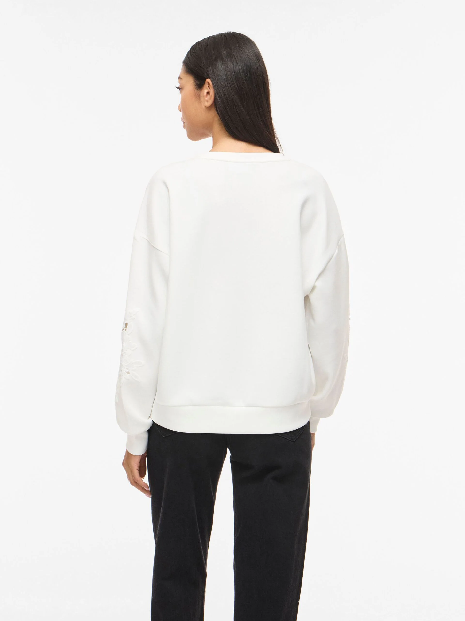 Vila naisten collegepaita VISIFFI O-Neck, Cloud Dancer - Image 3