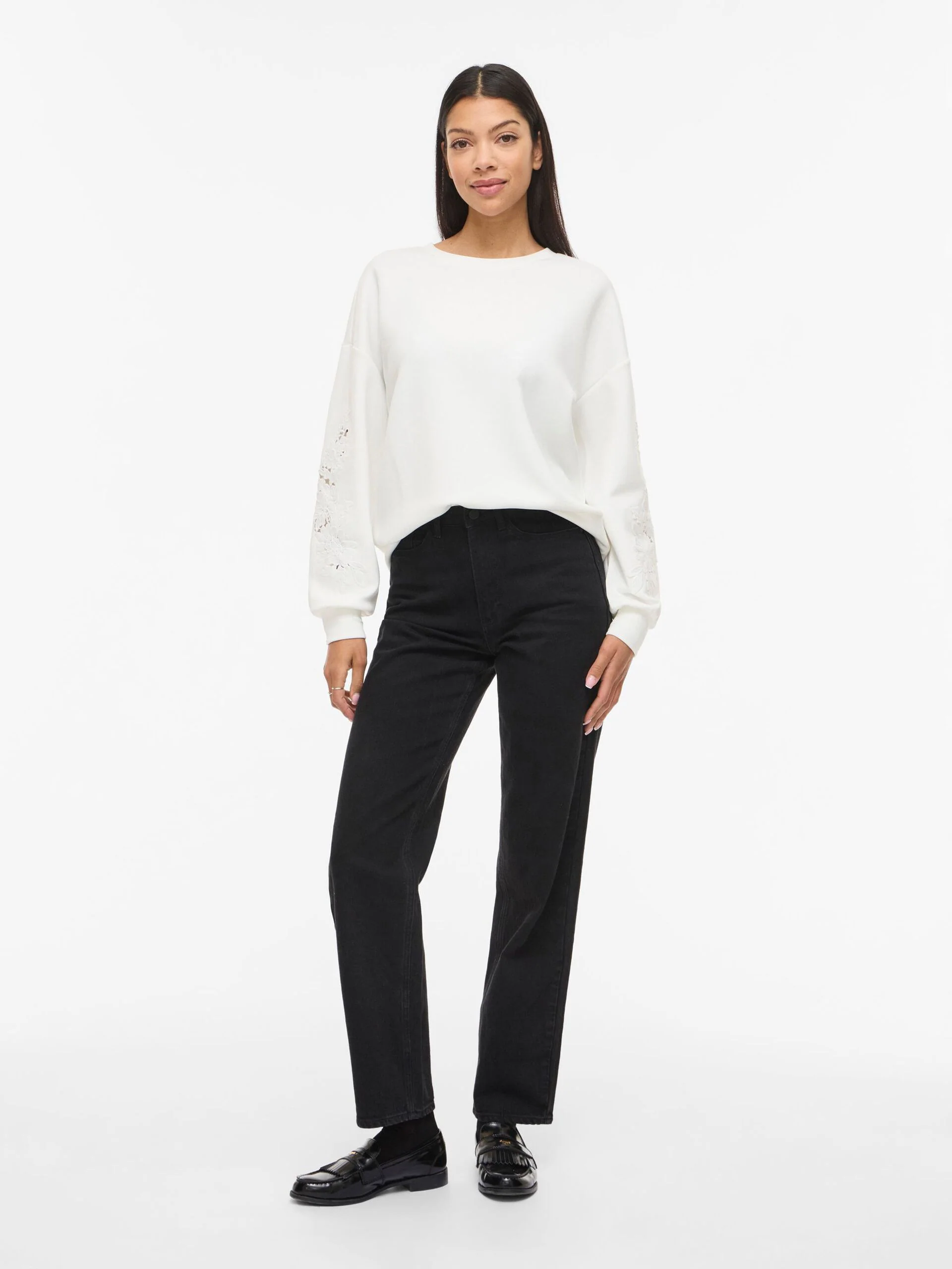 Vila naisten collegepaita VISIFFI O-Neck, Cloud Dancer - Image 6