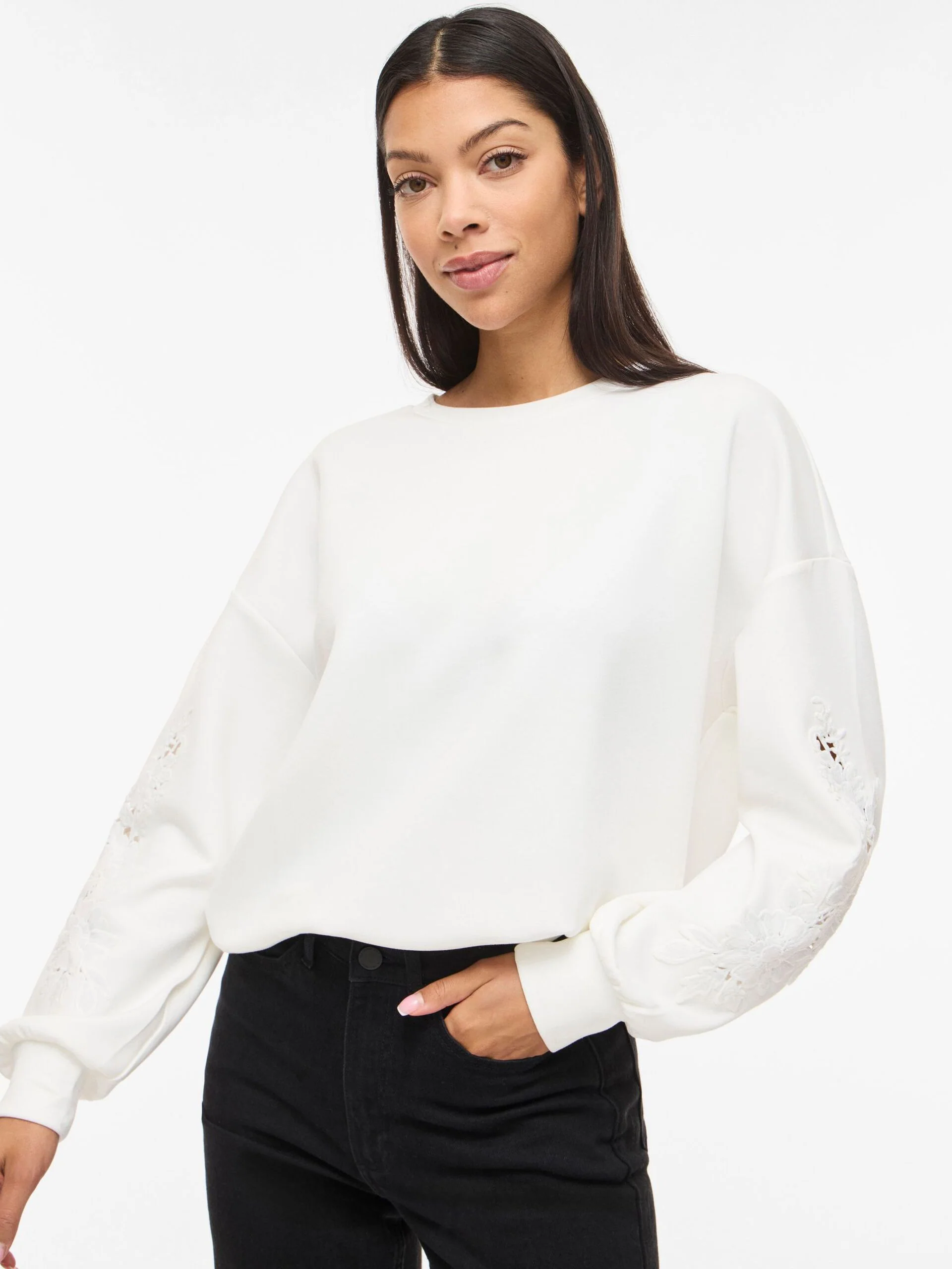 Vila naisten collegepaita VISIFFI O-Neck, Cloud Dancer - Image 7