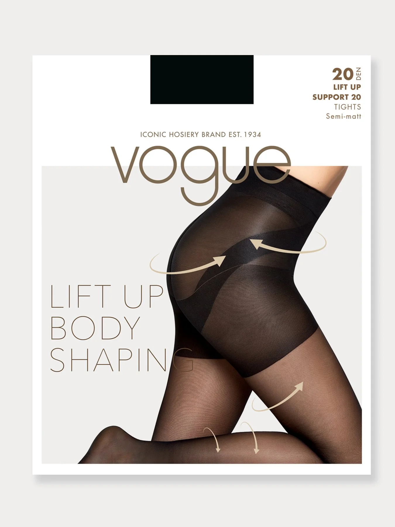 Vogue Naisten Sukkahousut LIFT UP SUPPORT 20 DEN SH Musta - Image 2