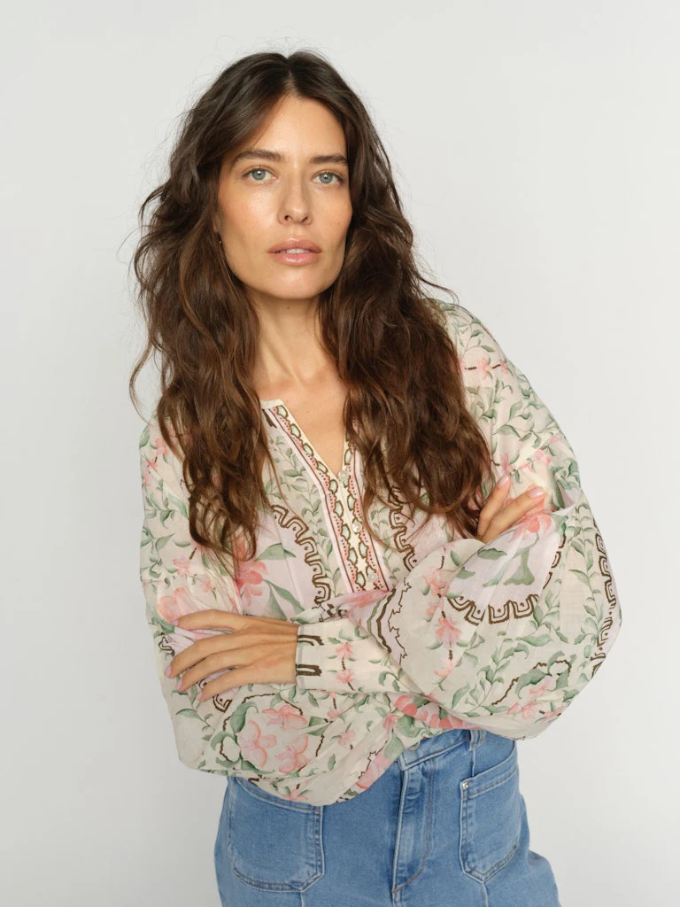 Mos Mosh naisten pusero Wylde Orchid Blouse, valkopohjainen kuosi - Image 3