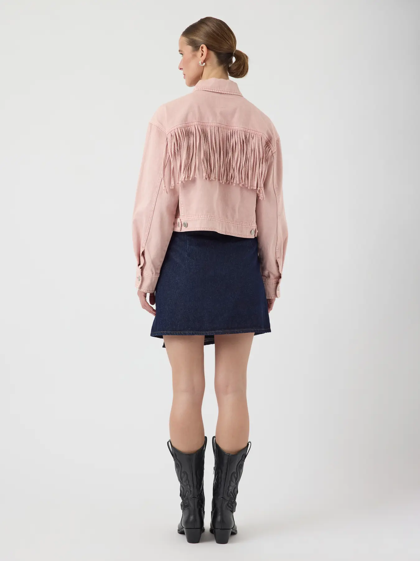 Y.A.S naisten farkkutakki, YASSUN LS CROP DENIM JACKET Vaaleanpunainen