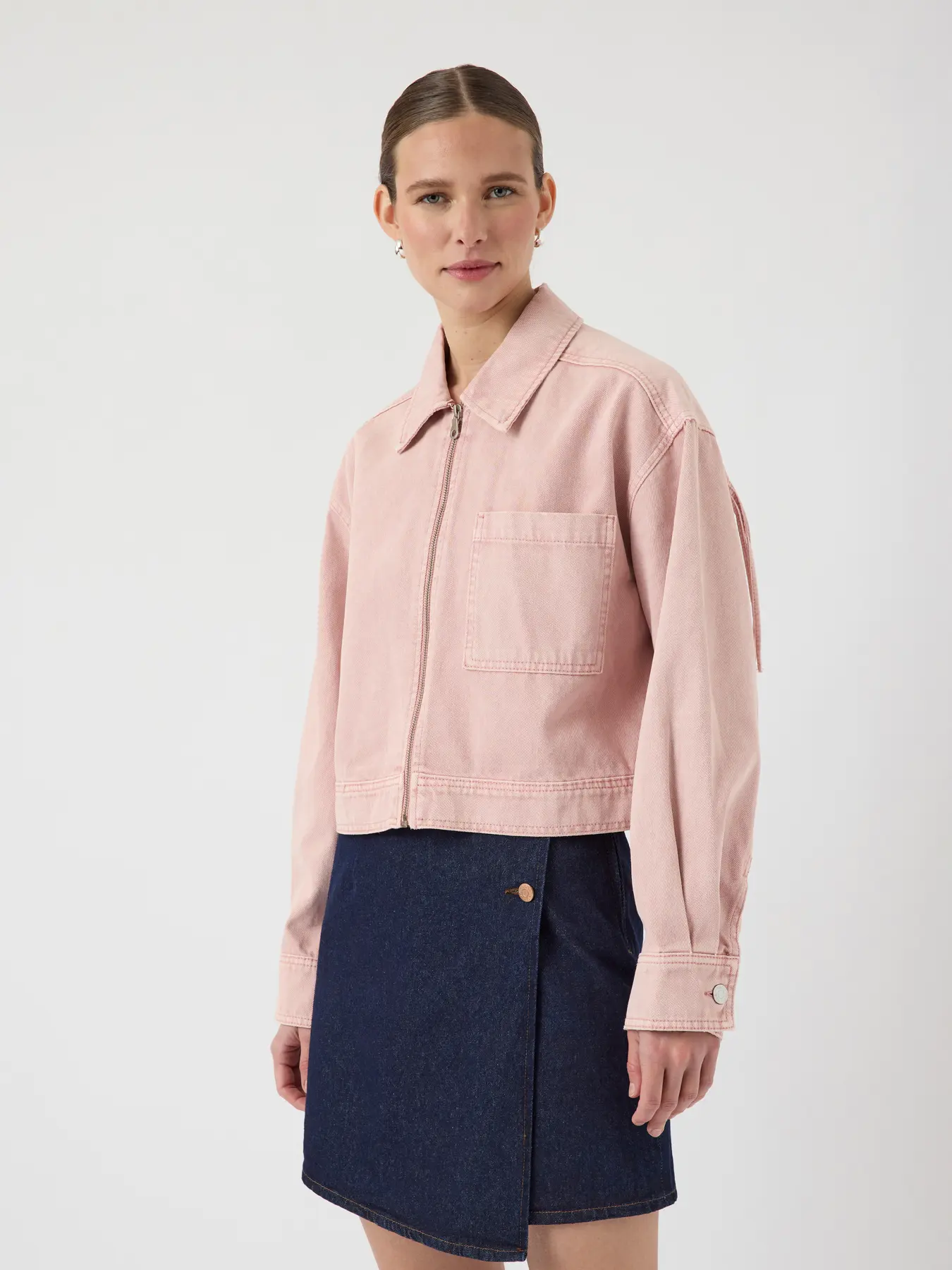 Y.A.S naisten farkkutakki, YASSUN LS CROP DENIM JACKET Vaaleanpunainen - Image 2