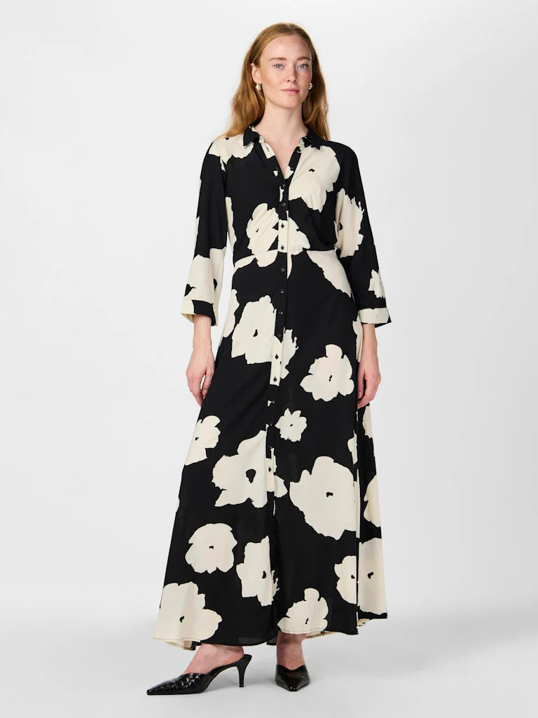 Y.A.S Naisten Maksimekko YASSAVANNA LONG SHIRT DRESS Black Mille - Image 6