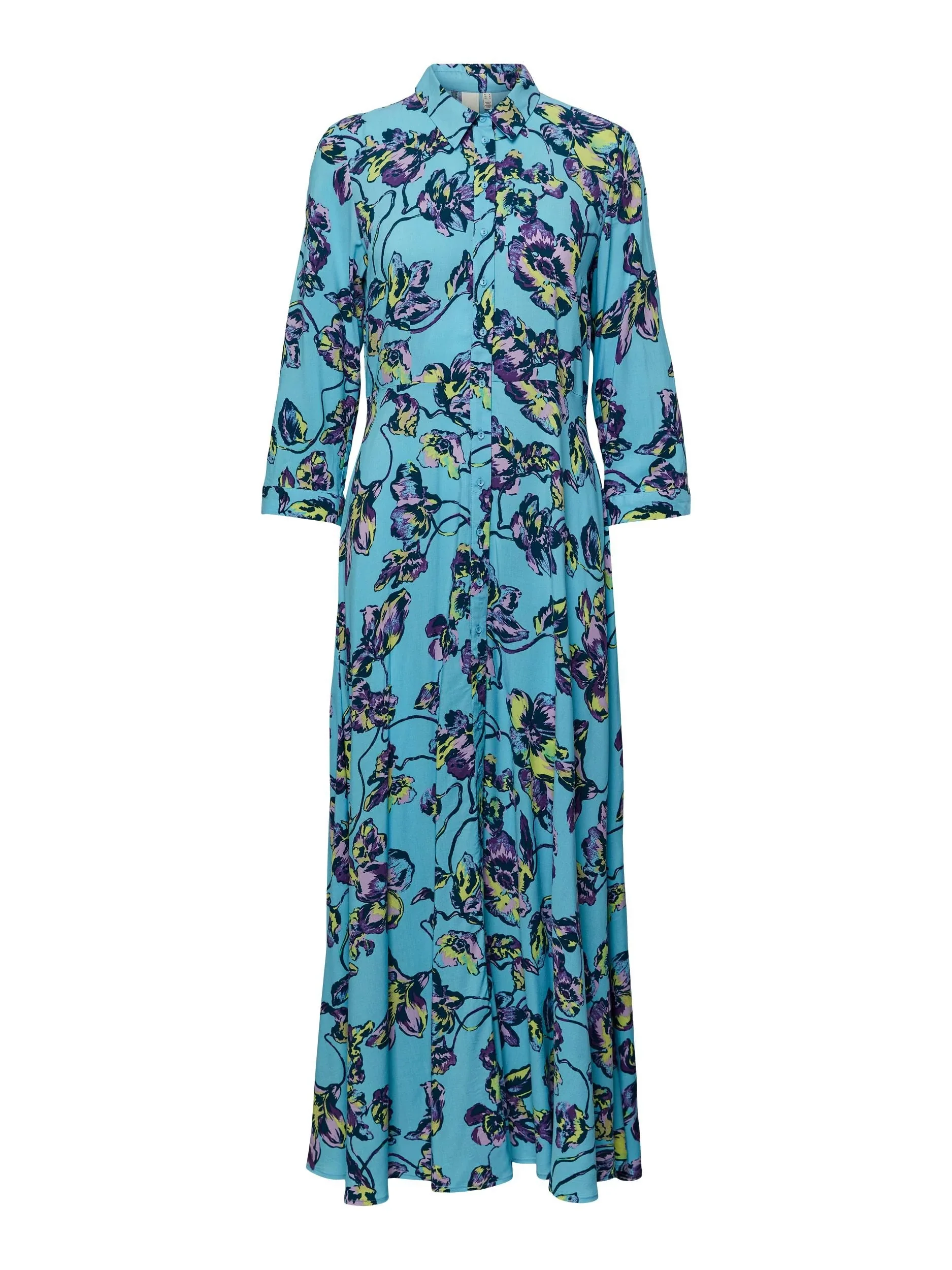 Y.A.S Naisten Maksimekko YASSAVANNA LONG SHIRT DRESS Kuosivaaleansininen