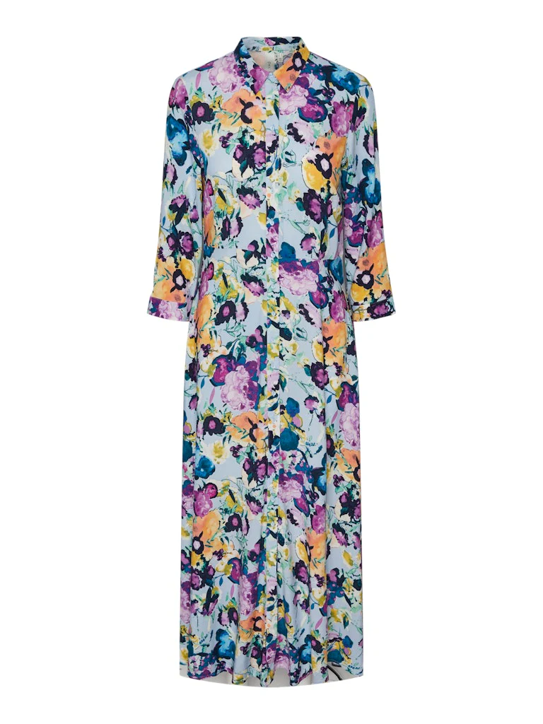 Y.A.S Naisten Maksimekko YASSAVANNA LONG SHIRT DRESS Sininen Kuosi - Image 3