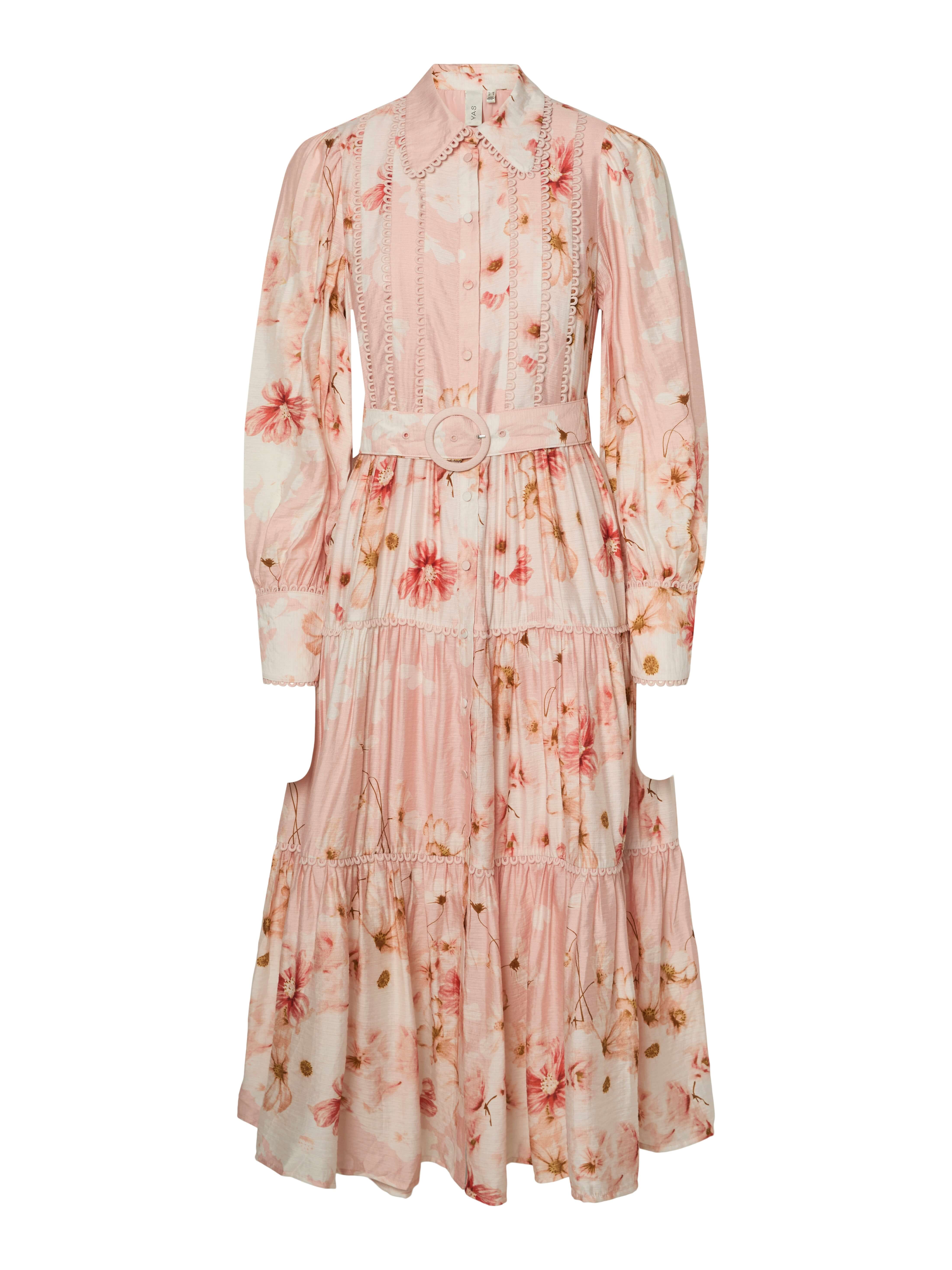 Y.A.S naisten mekko, YASBILLA LS LONG DRESS - SHOW Vaaleanpunainen Kuosi