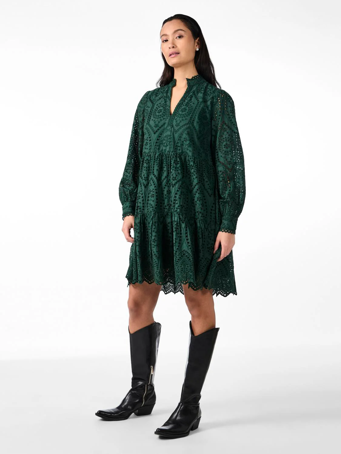 Y.A.S Naisten Mekko YASHOLI LS DRESS S Tummanvihreä - Image 3