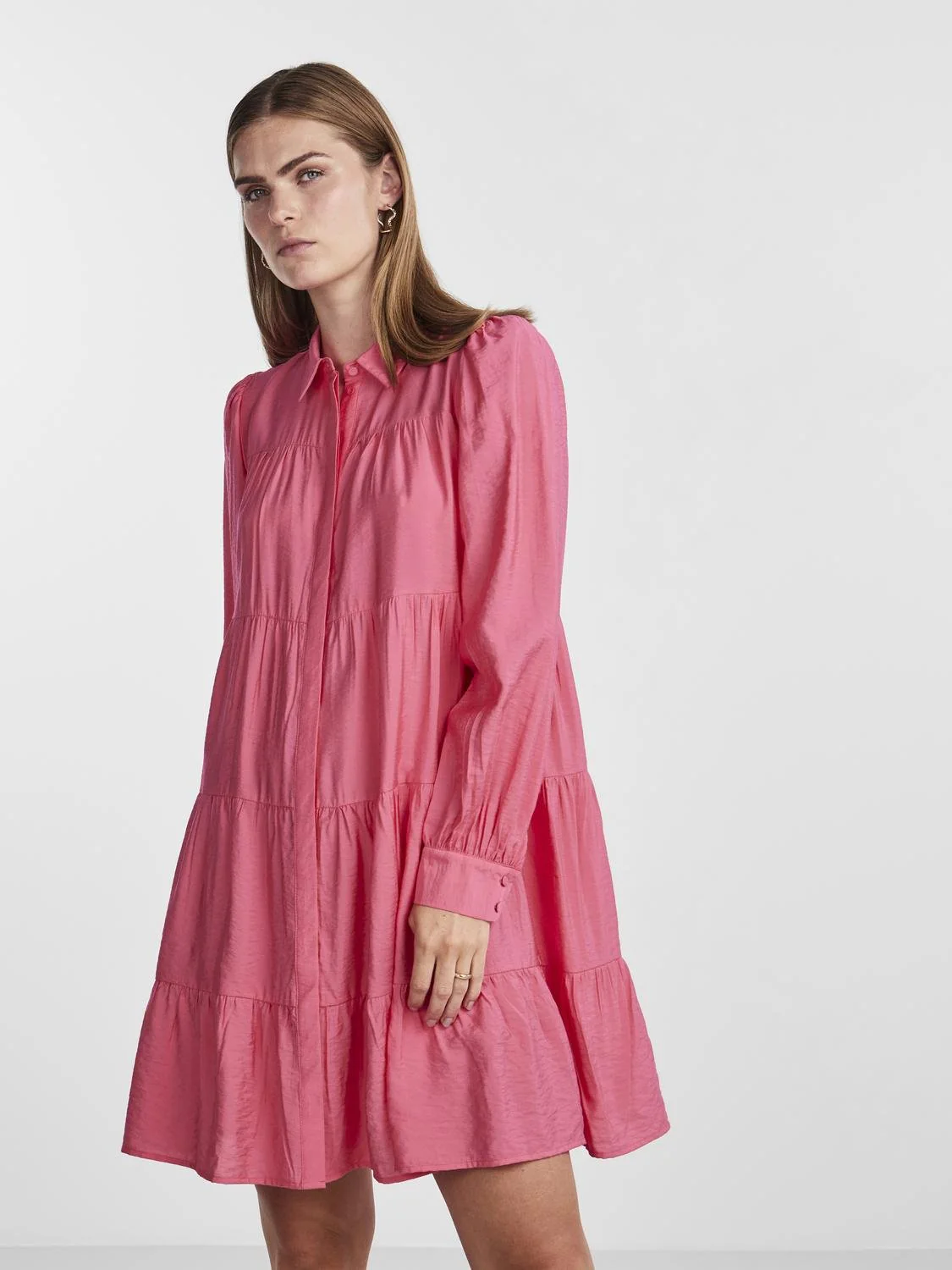 Y.A.S Naisten Mekko, YASPALA LS SHIRT DRESS Pinkki - Image 3