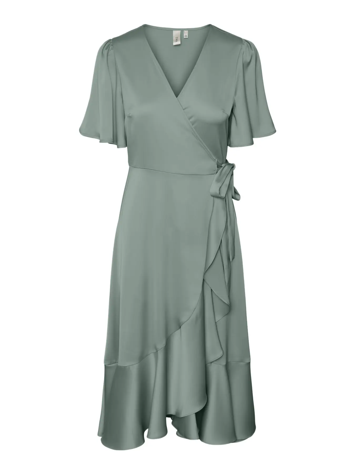 Y.A.S Naisten Mekko, YASTHEA 2/4 MIDI WRAP DRESS Green Milieu - Image 3