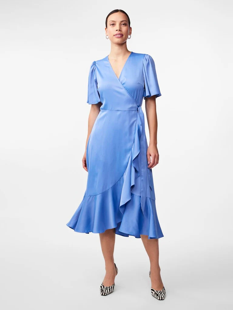 Y.A.S Naisten Mekko, YASTHEA 2/4 MIDI WRAP DRESS Skyway