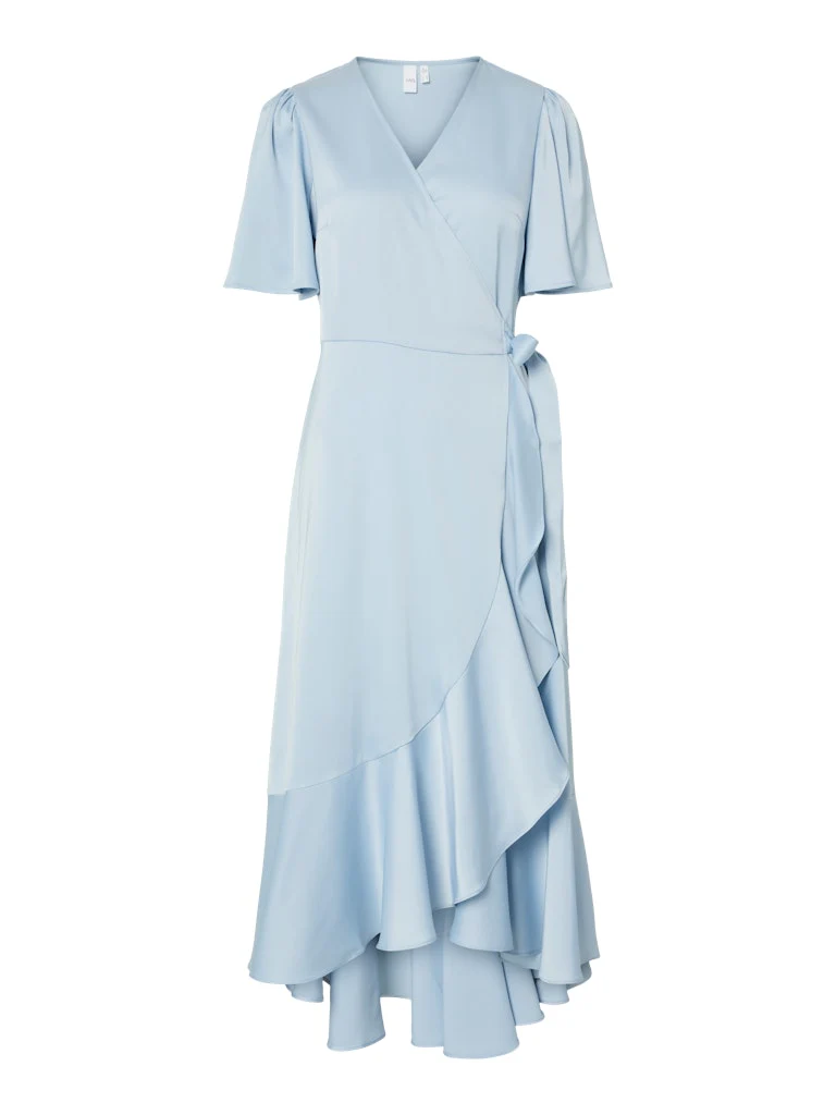 Y.A.S Naisten Mekko, YASTHEA 2/4 MIDI WRAP DRESS Skyway - Image 3