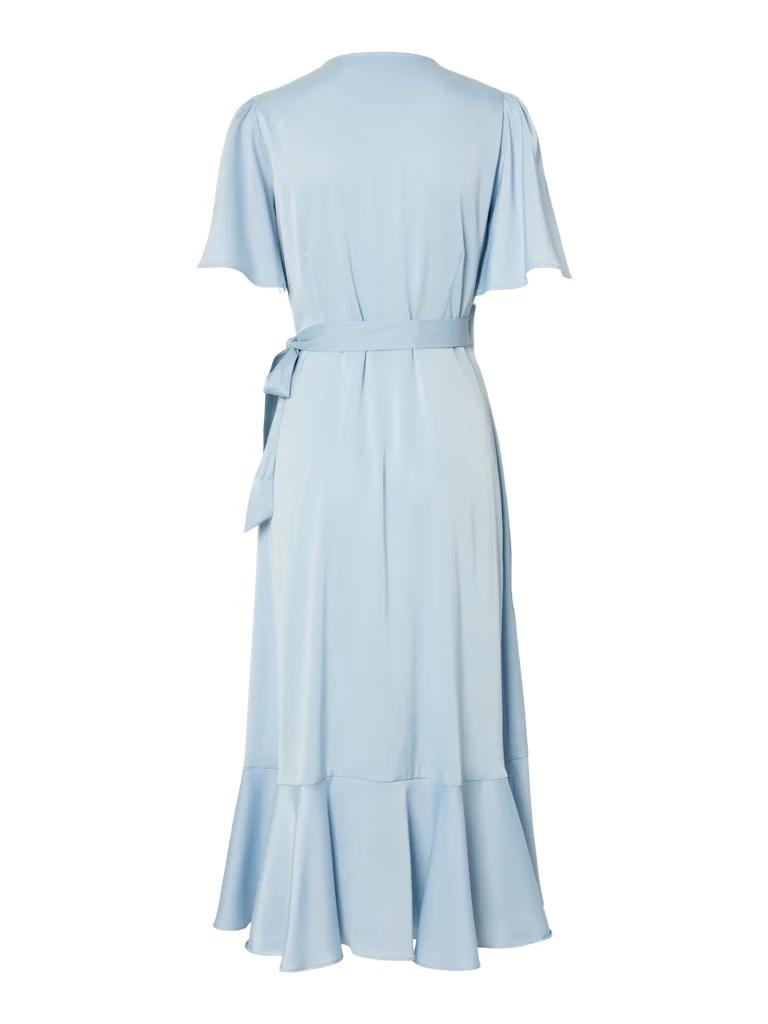 Y.A.S Naisten Mekko, YASTHEA 2/4 MIDI WRAP DRESS Skyway - Image 4
