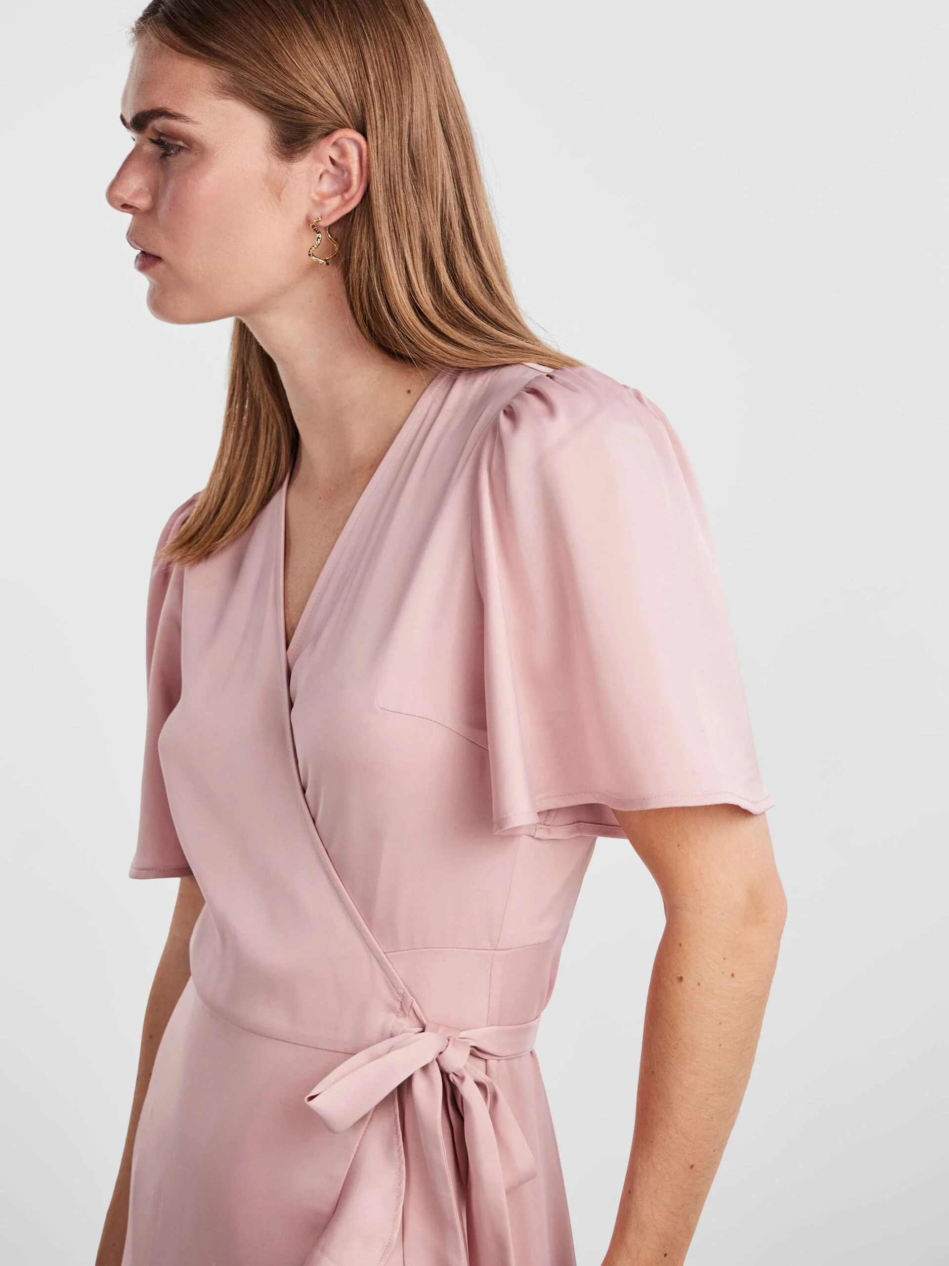 Y.A.S Naisten Mekko, YASTHEA 2/4 MIDI WRAP DRESS Vaaleanpunainen - Image 4