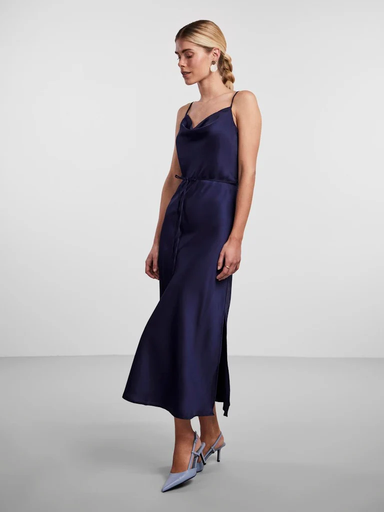 Y.A.S Naisten Mekko, YASTHEA STRAP LONG DRESS Tummansininen - Image 6