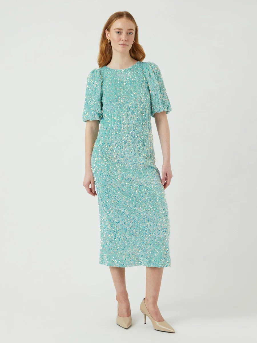 Y.A.S Naisten Midimekko, YASMAJA SEQUIN 2/4 MIDI DRESS Vaaleanvihreä