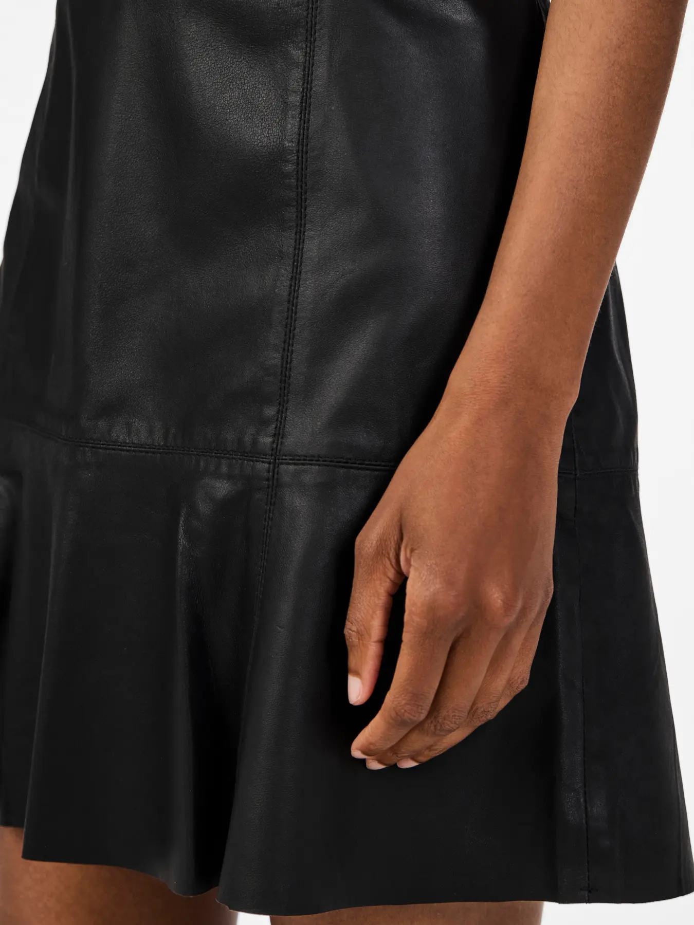 Y.A.S naisten nahkahame, YASCOLLY MW NAPLON LEATHER SKIRT Black - Image 3