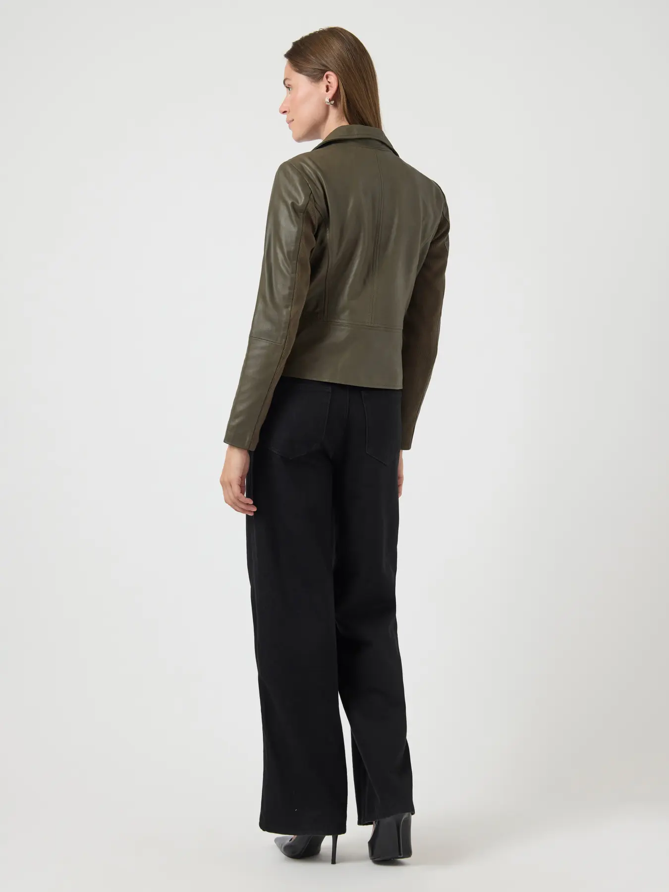 Y.A.S naisten nahkatakki, YASSOPHIE LEATHER JACKET Dark Olive - Image 2