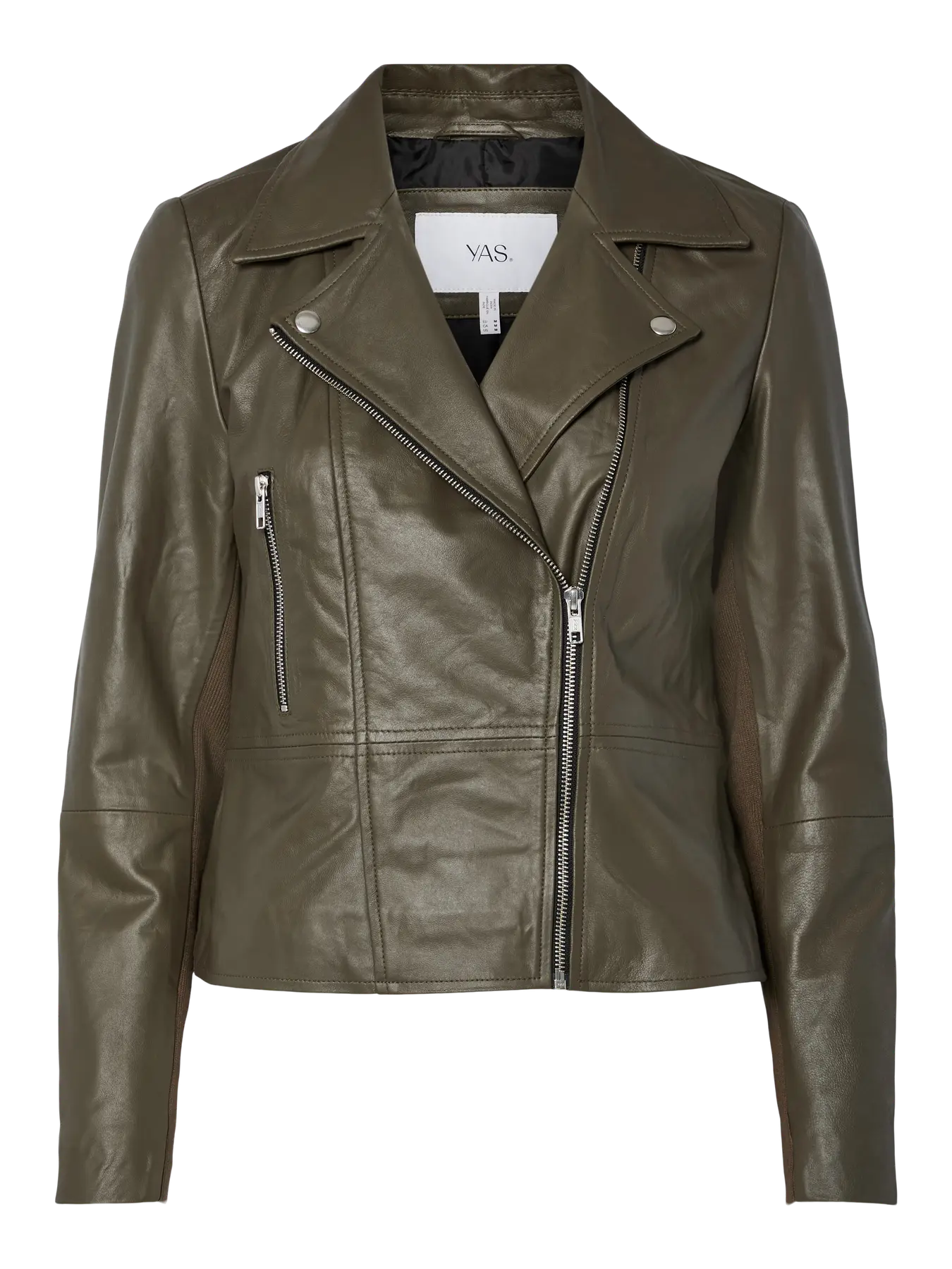 Y.A.S naisten nahkatakki, YASSOPHIE LEATHER JACKET Dark Olive - Image 3