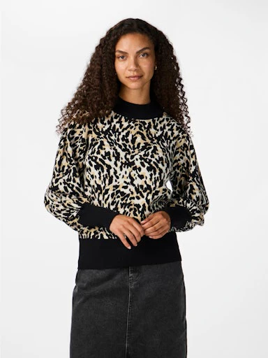 Y.A.S Naisten Neulepusero, YASFONNY LS KNIT PULLOVER S. NOOS Beige Kuosi - Image 3