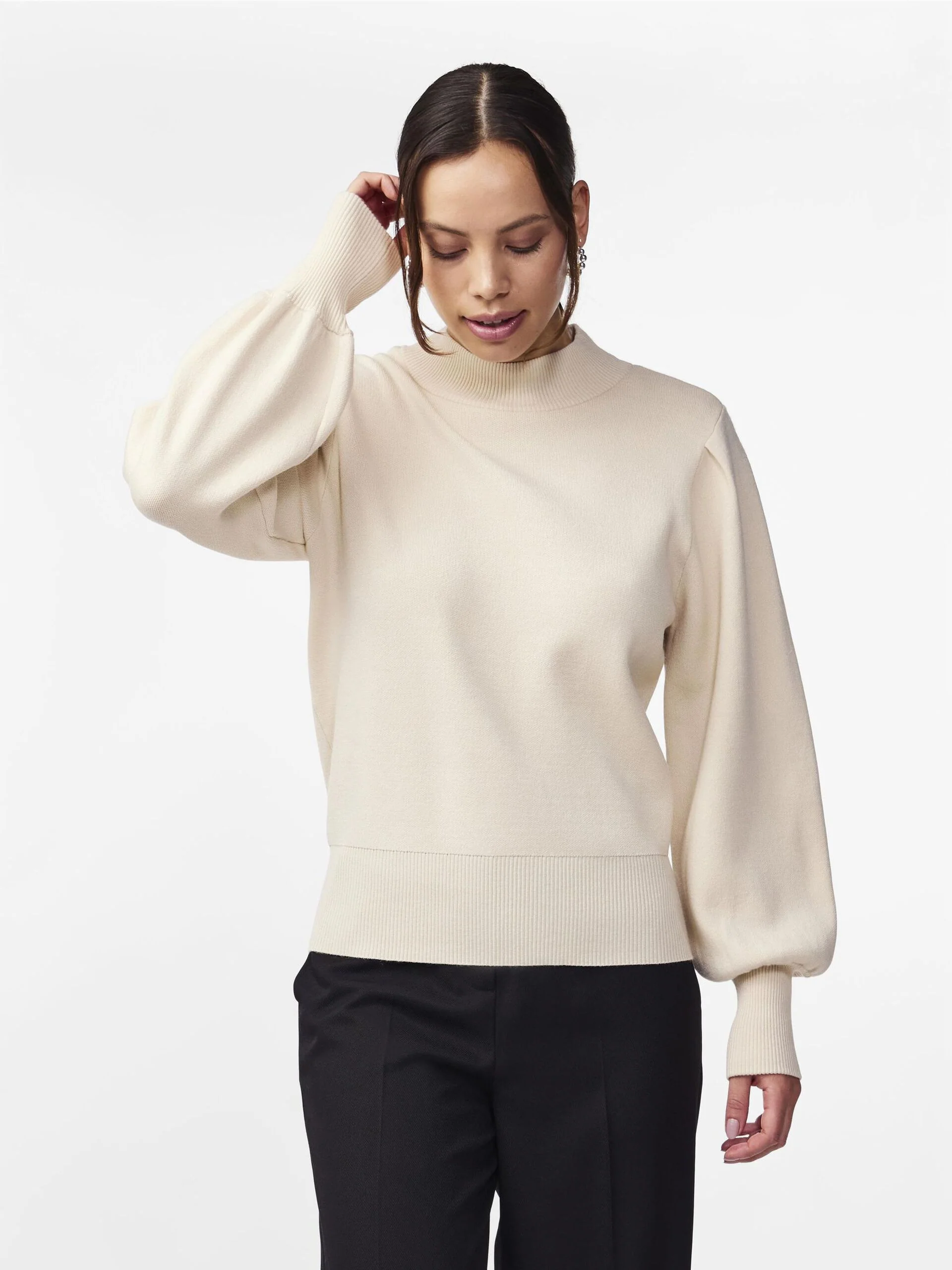Y.A.S Naisten Neulepusero, YASFONNY LS KNIT PULLOVER S. NOOS Luonnonvalkoinen