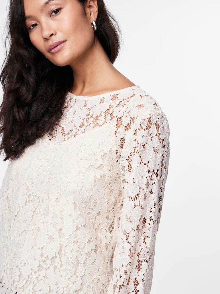 Y.A.S naisten paita, YASPERLA LS LACE TOP S Luonnonvalkoinen - Image 6