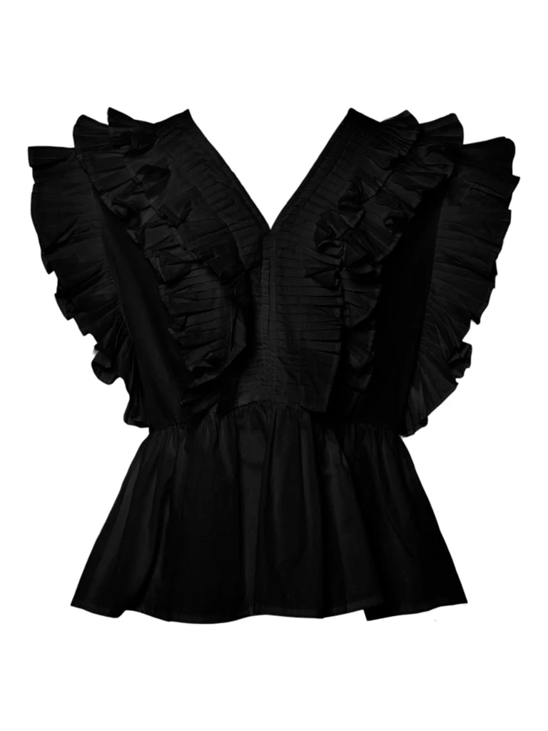 Y.A.S naisten paita, YASRUNA CS RUFFLE TOP Musta - Image 2