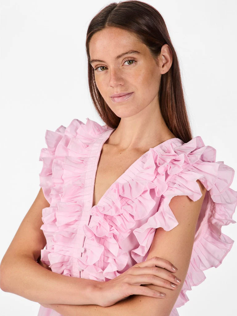 Y.A.S naisten paita, YASRUNA CS RUFFLE TOP Vaaleanpunainen - Image 2