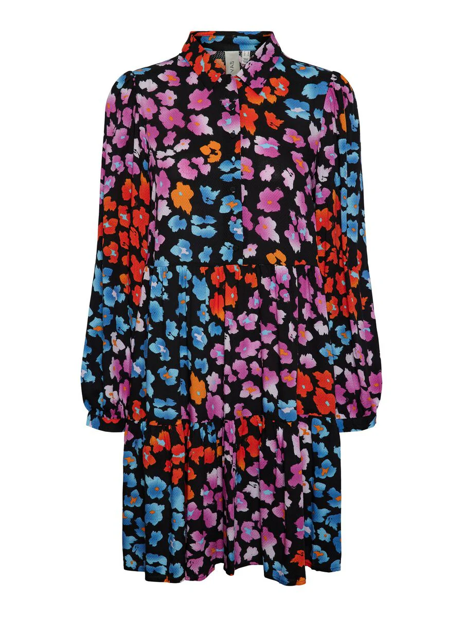 Y.A.S Naisten PaitaMekko, YASALIRA LS SHIRT DRESS  NOOS Musta Kuosi - Image 3