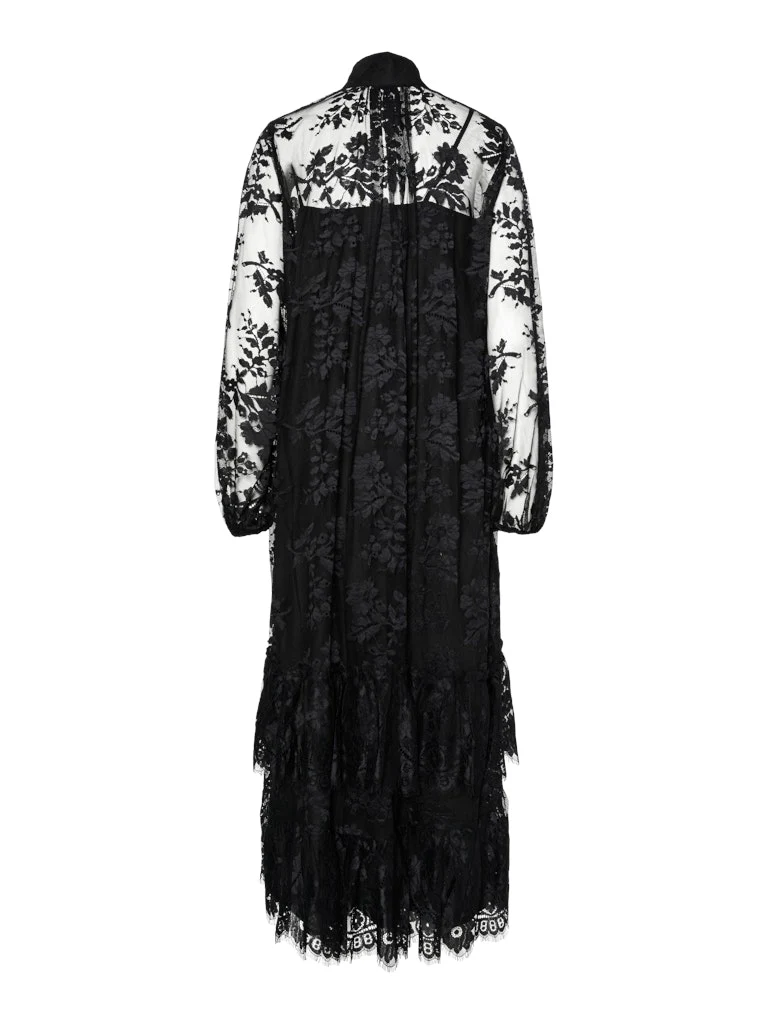 Y.A.S naisten mekko YASLACILLA LS LACE LONG DRESS, musta - Image 2