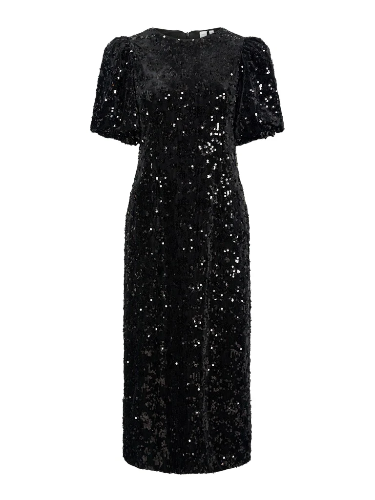 Y.A.S naisten mekko YASSOFIE 2/4 SEQUIN MIDI DRESS, musta - Image 3