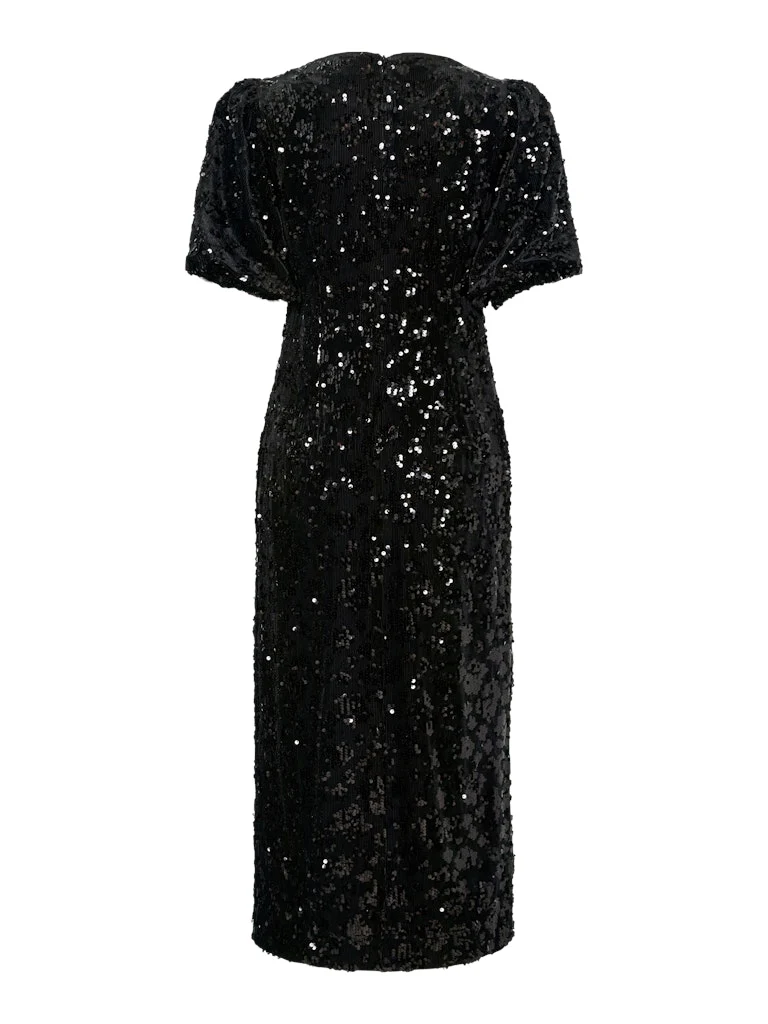 Y.A.S naisten mekko YASSOFIE 2/4 SEQUIN MIDI DRESS, musta - Image 4