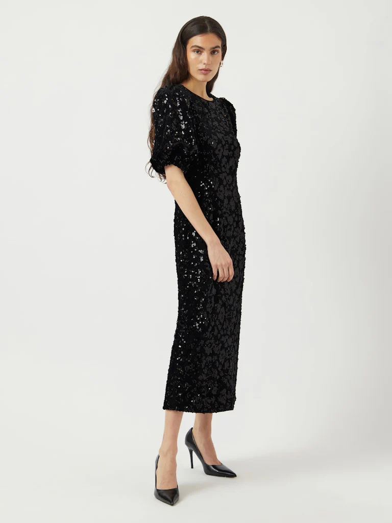 Y.A.S naisten mekko YASSOFIE 2/4 SEQUIN MIDI DRESS, musta - Image 5